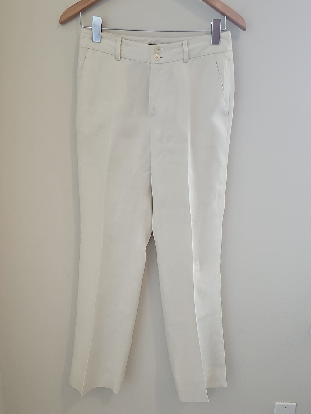 Lauren Ralph Lauren Straight Leg Trousers Womens Size 2P Cream Linen Minimalist